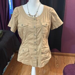 Button down shirt, sz M, tan